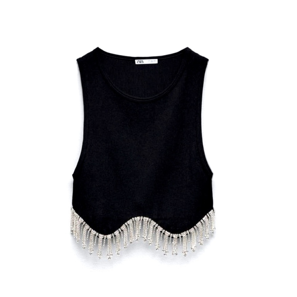 New Zara black crop top with rhinestones 💎